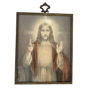 Sacred Heart of Jesus Christian Catholic Religious‎ Vintage Framed Print